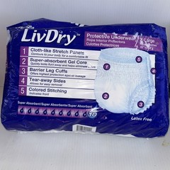 LivDry Adult 12 Pcs Pack Size XL Underwear Super Absorbency Women & Men /240h