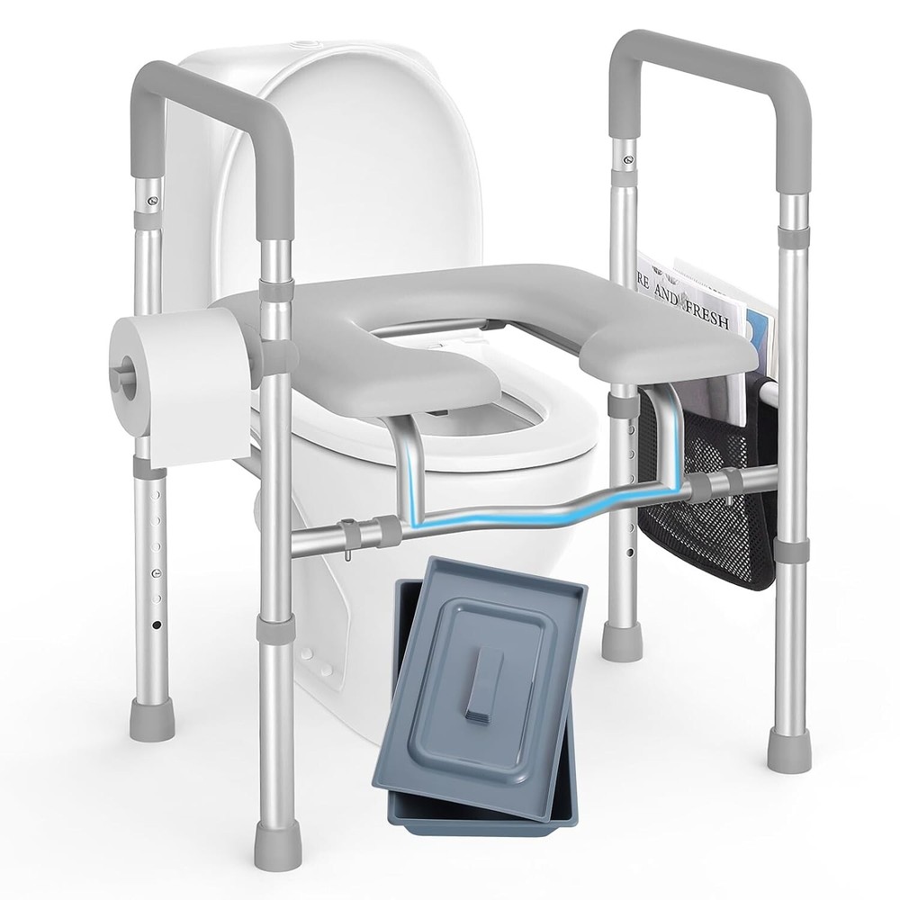 Elevated Toilet Seat Riser w/ Handles 400 lb Support Adjustable Width & Height