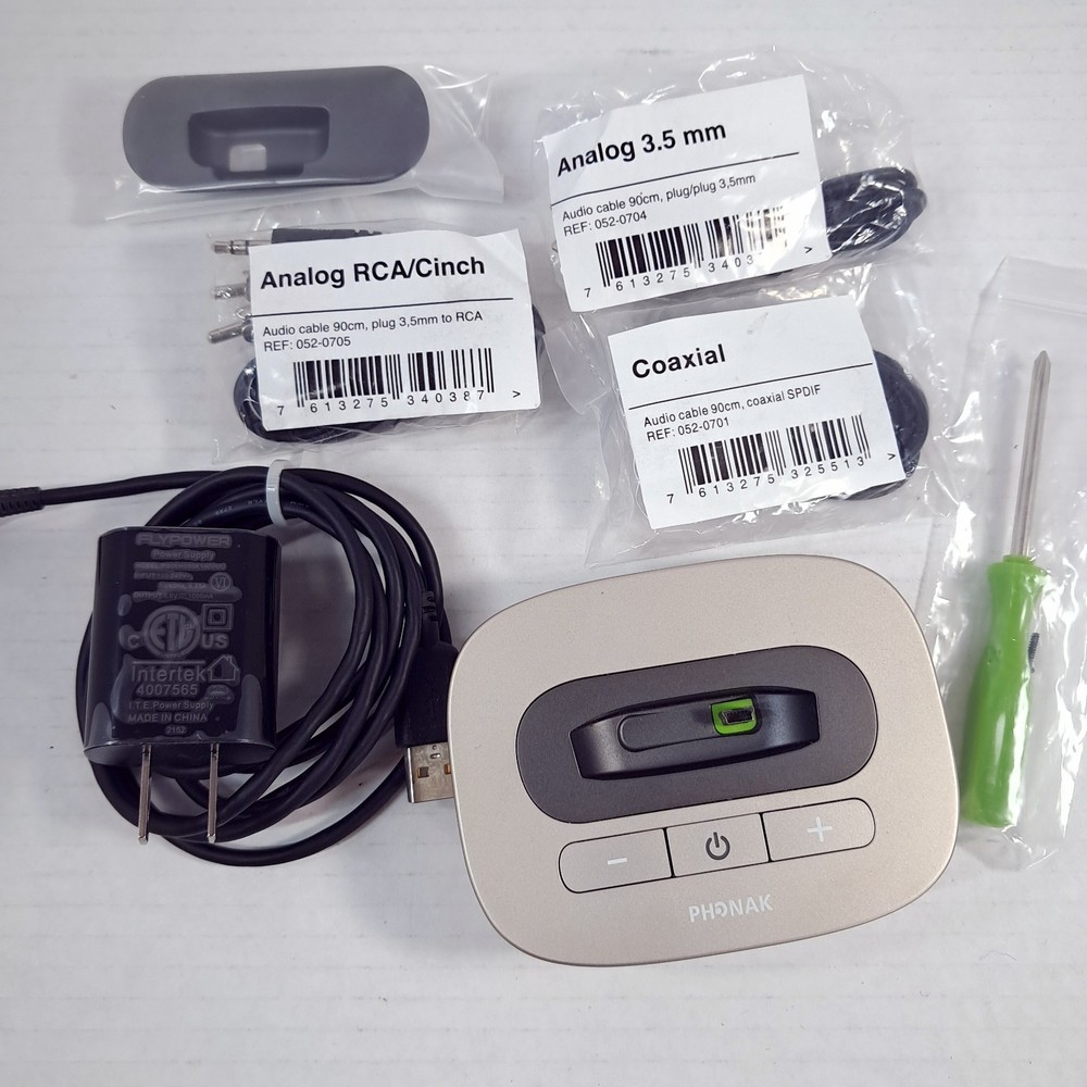 Phonak Tvlink II Base Station TV Link 2 analog rca coaxial charging slot