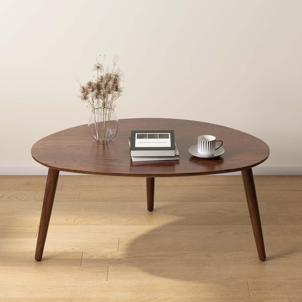 Wayshome Small Oval Coffee Table Mid Century Modern Coffee Table For Living