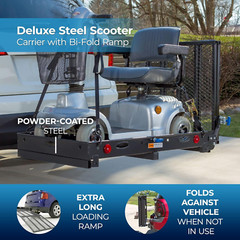 48″ X 28″ Steel Scooter Wheelchair Carrier W/60 Ramp, 500 Lb. Cap, Folding, Hitc