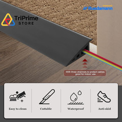 Ruedamann 3.3 Ft Threshold Transition Strip, 1 1/5″~1 2/5″ Rise FT, Black