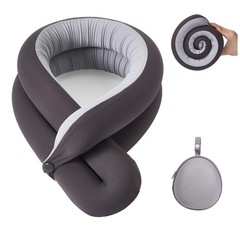 KPNEOL Travel Pillow, Neck Pillow – Ergonomic Free Size Adjustable, Grey