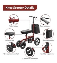 All Terrain Steerable Knee Scooter Deluxe Medical 12″ Pneumatic Wheels
