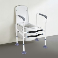 Adjustable Toilet Safety Rails for Seniors Handicap 440lbs w/ Anti-slip Armrest