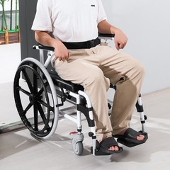 Uimoso Shower Wheelchair17.5in Al Alloy Commode Bathroom Wheelchair for Disabled
