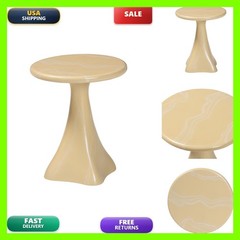 & Aponi Marbled Resin End – Round Top And Pedestal Base Modern