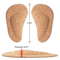 Dr. Foot’s Arch Support Shoe Insoles for Flat Feet, 3 Count (Pack of 1), Cork