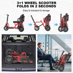 3-Wheel Foldable 700W Electric Senior Mobility Scooter 15mph 20 miles 300lbs