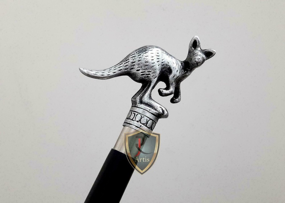 Nautical Solid Kangaroo Head Design Handle Wooden Style Walking Stick Cane Gift