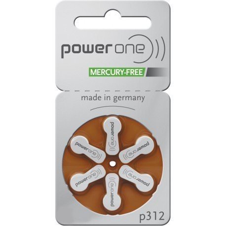 Power One Size Size 312 Hearing Aid Batteries, 20 Packs (Total of 120 Batteries)