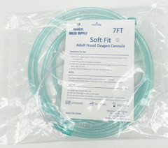 Soft-Touch Vinyl Oxygen Cannula, Cushion Tip, 7′, 5-Pack, Adult