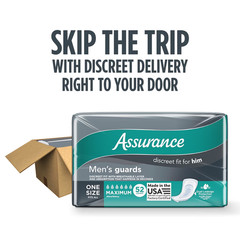 Assurance Men’s Guards, Maximum Absorbency, One Size Fits All, 52 Count
