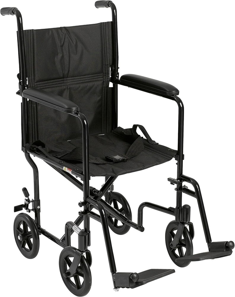 Drive Medical ATC19-BK Lightweight Aluminum Transport Wheelchair, Black
