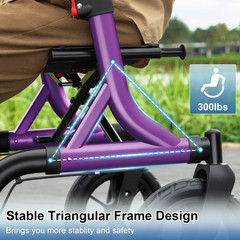 MAXWALK Rollator Walker with Seat Tall Walkers for Seniors 12″ Big Rubber Wheels