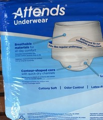 Lot of 2 Attends Disposable MAXIMUM ABSORBENCY Underwear Size Large 18 Count
