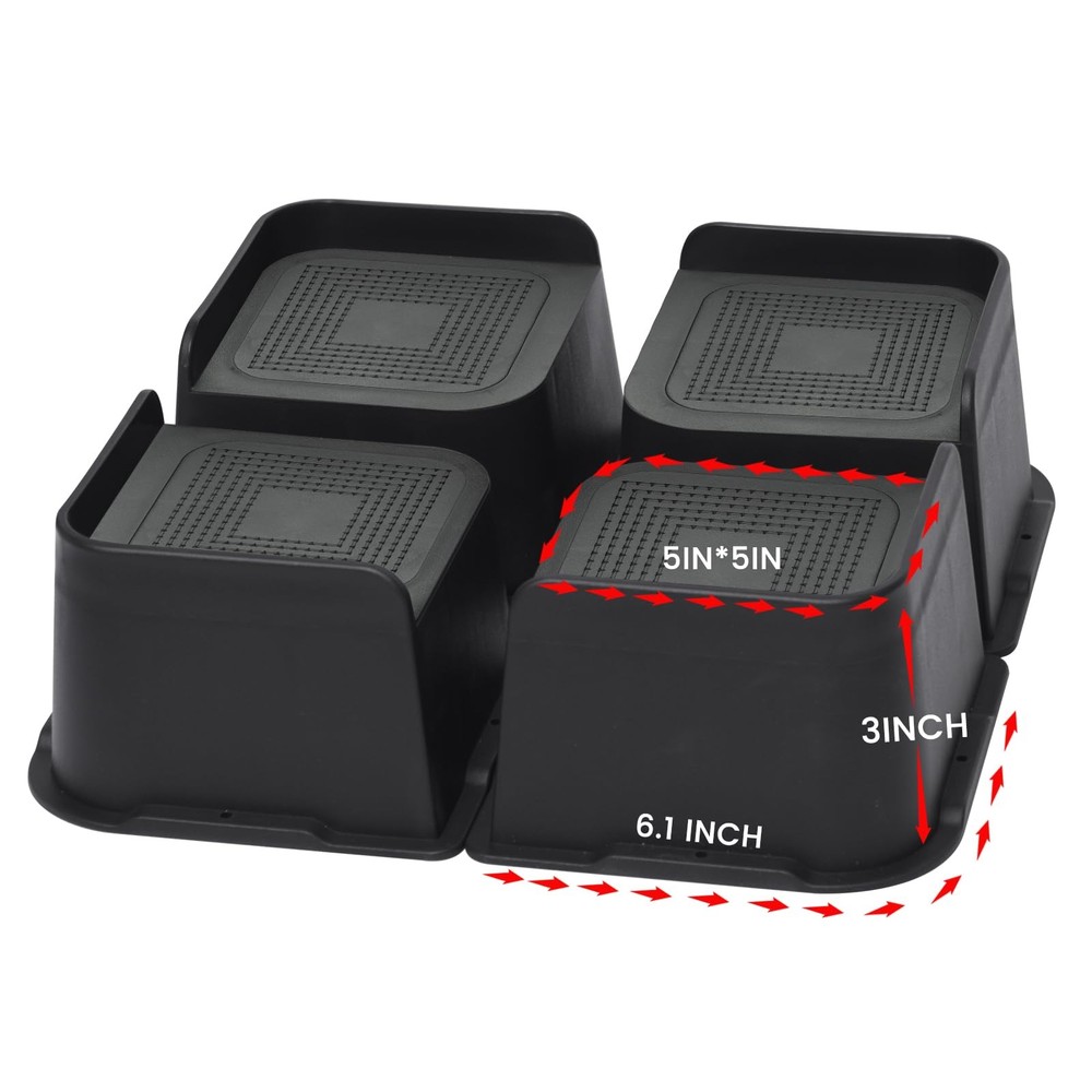 Bed Risers Heavy Duty, Oversized Furniture 3 inch, Black 4 Pack
