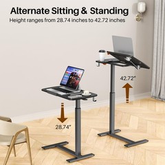 Overbed Bedside Table with Wheels,Tiltable Hospital Bed Table, Pneumatic Adju…
