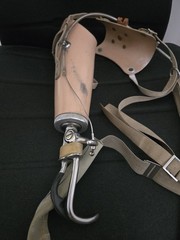 Right Below Elbow, Body-Powered Prosthetic Arm, Hosmer Model 5, Figure-8 Harness