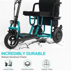700W 3-Wheel Double Motor Folding Lightweight Electric Mobility Scooter w/Basket