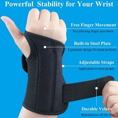 Ergonomic Wrist Splint for Carpal Tunnel: Adjustable Night Support S/M, Black