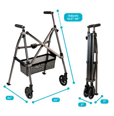 Stander Wonder Walker Plus Cobalt Blue Two 6” locking-swivel Wheels with Basket