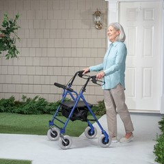 Easy Comforts Bariatric Rollator, Steel, 500 lb. Weight Capacity, Blue
