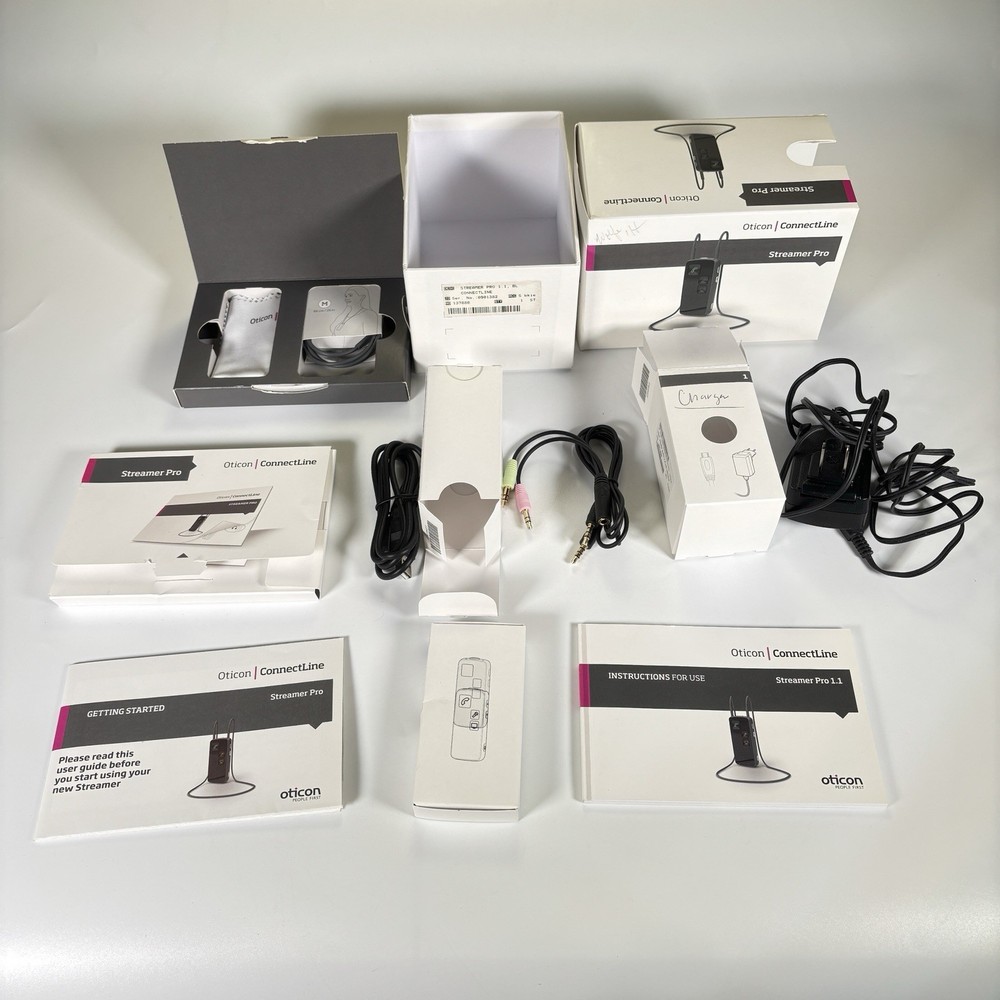 NO UNIT Oticon ConnectLine Streamer Pro 1.1 lot Loop Charger Skin Manual Box