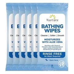 Rinse Free Adult Bath Wipes Aloe Vera 48 Count – Waterless Cleansing for Sens…