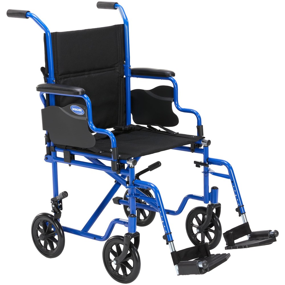 Invacare Transport Wheelchair w/19″ Seat, Removable Arms, Steel Frame – Blue