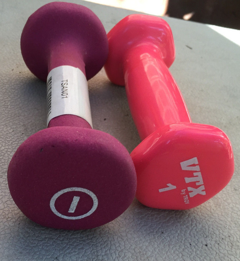Hand Weight Coated Vinyl dumbbells Training Set 1 lb pair Pink