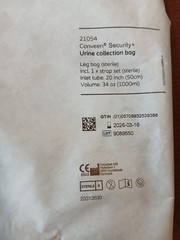 3 COLOPLAST Conveen Security+ Urinary Leg Bag Sterile 21054 1000ml NEW SEALED NR