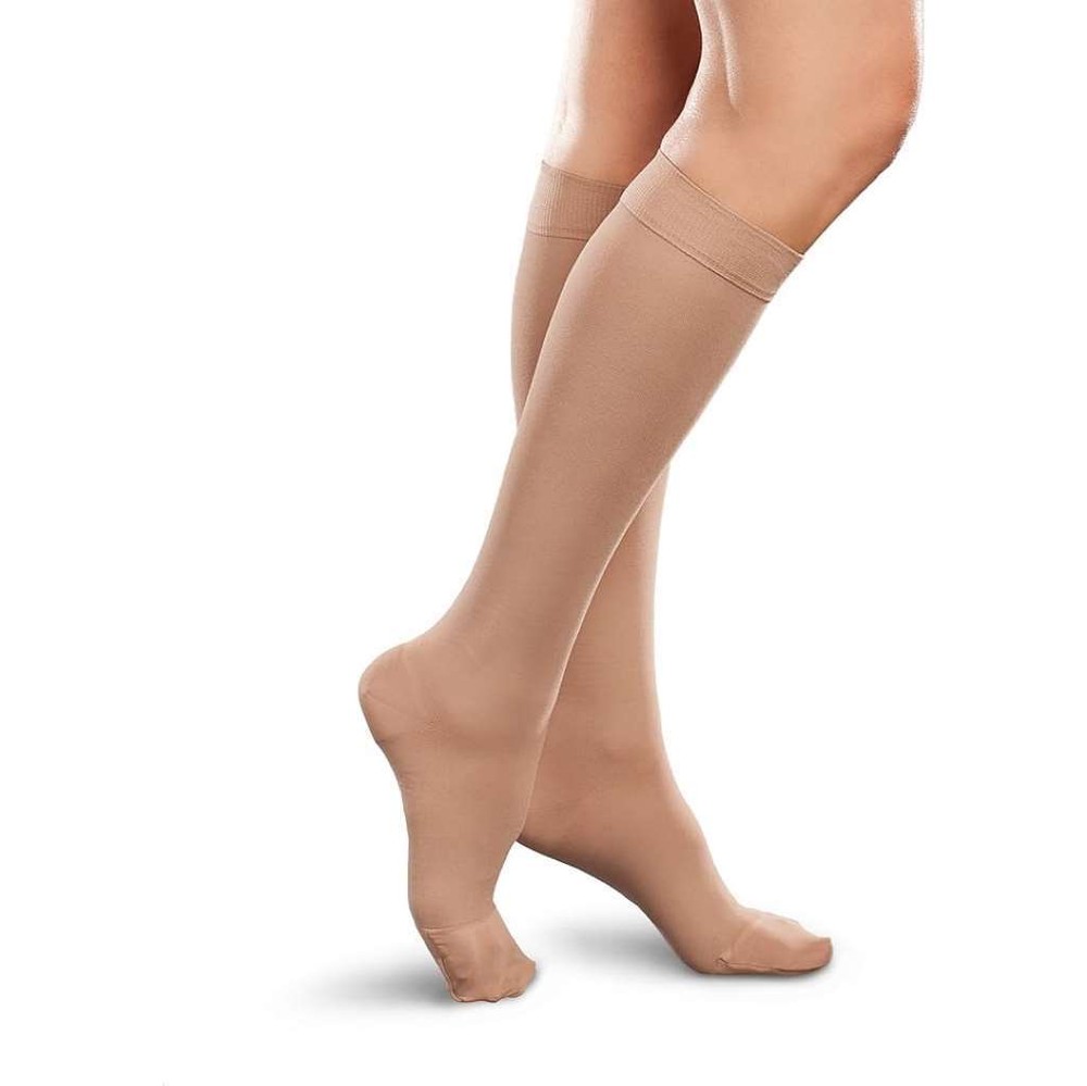 Ease Opaque Knee High, Long, Closed Toe, (Size: S) 20-30mmHg Sand by Therafirm