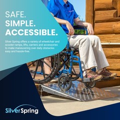 Silver Spring 36 Inch Adjustable Aluminum Wheelchair Door Threshold Ramp, Silver