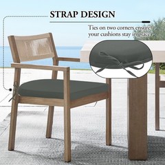 Wellsin Outdoor Chair 17″x16″x2″(Pack of 4), Solid Color/ Charcoal Grey