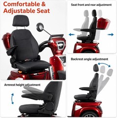 HS4W-B1R 500W Heavy Duty Mobility Scooters Outdoor 48V Maximum Range 25-37 Miles