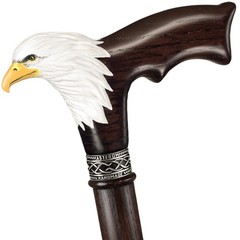 Asterom Hand-Painted Wooden Carved Walking Cane For Men – Bald Eagle – Unique