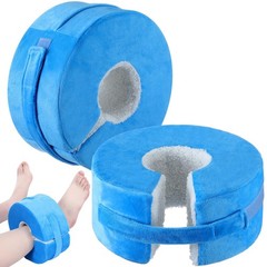 Soulchen 2 Pack Heel Protector for Pressure Sores Fleece Foot 3.9 Inch, Blue