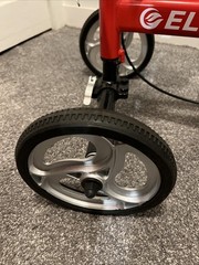 ELENKER Red/Black 4-Wheel Knee Walker Scooter, Adult, Handbrakes