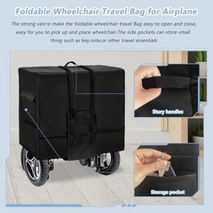 Foldable Wheelchair Travel Bag – Heavy Duty 600D Waterproof Cover for Airplane,