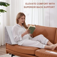 Bedluxe Knee Pillow for Back Sleeping, Leg 23.6*18.9*7.9 Inch, White/Grey
