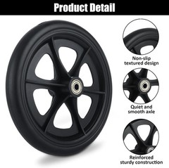 Walker Wheels Replacement 8 Inch Solid Rubber Anti-Slip Rollator Front Wheels