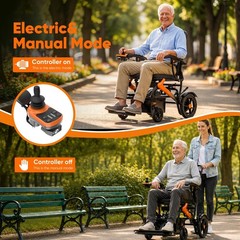 36lbs Lightweight Foldable Electric Wheelchair Adults Seniors 500W 15Mile Orange