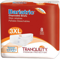 Bariatric Disposable Briefs 3X-Large with Peach Mat Core for Dry Skin, Odor Cont