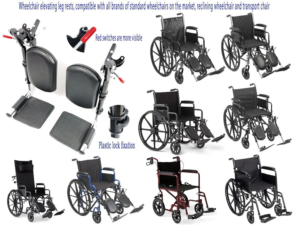 Wheelchair Elevating Footrest, with Padded Calf Padding, Composite Footrest,