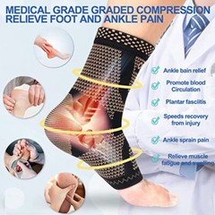 4pcs Copper Ankle Support Compression Strap Achilles Tendon Brace Sprain Sports