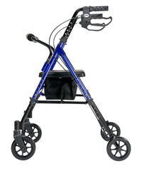 Lumex Height-Adjustable Rollator with Seat for Seniors – Blue Rolling Walker
