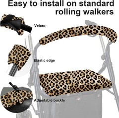 Adjustable Leopard Rollator Seat & Backrest Covers – Easy Installation Included