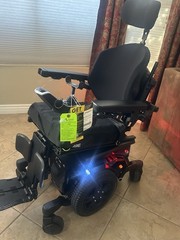 Quantum Q6 Edge 3 Stretto Power Wheelchair Joystick Tilt Headrest Black Blue