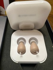 Audien Hearing Atom One CIC Rechargeable Hearing Aids, Case, Cable, Manual